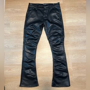 Black Leather Stacked Pants